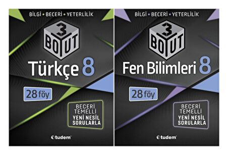 Tudem 8. Sınıf Türkçe + Fen Bilimleri 3 Boyut Seti 2 Kitap 2023