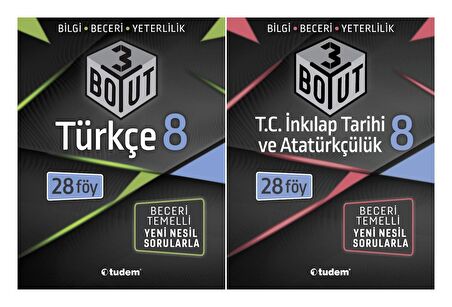 Tudem 8. Sınıf Türkçe + İnkılap Tarihi 3 Boyut Seti 2 Kitap 2023