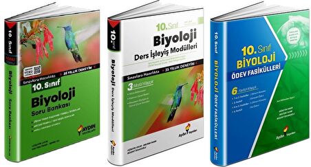 Aydın 10. Sınıf Biyoloji Soru + Ders İşleyiş + Ödev Fasikülleri Seti 3 Kitap 2023