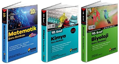 Aydın 10. Sınıf Matematik + Kimya + Biyoloji Soru Seti 3 Kitap 2023