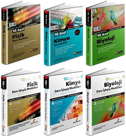 Aydın 10. Sınıf Fizik + Kimya + Biyoloji Ders İşeyiş + Soru Seti 6 Kitap 2023