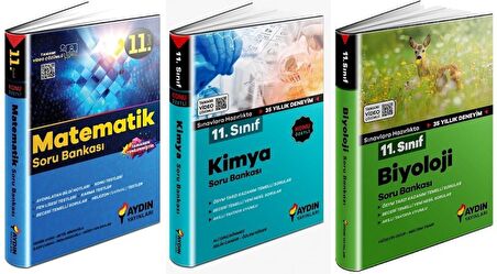 Aydın 11. Sınıf Matematik + Kimya + Biyoloji Soru Seti 3 Kitap 2023