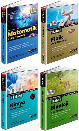 Aydın 11. Sınıf Matematik + Fizik + Kimya + Biyoloji Soru Seti 4 Kitap 2023
