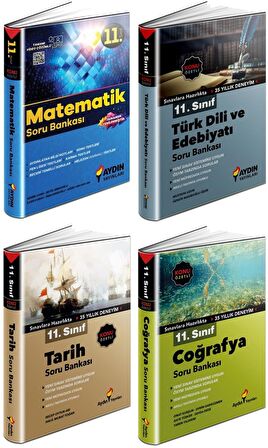 Aydın 11. Sınıf Matematik + Edebiyat + Tarih + Coğrafya Soru Seti 4 Kitap 2023