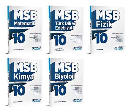 Eğitim Vadisi 2024 10. Sınıf Matematik + Edebiyat + Fizik + Kimya + Biyoloji Soru Seti 5 Kitap