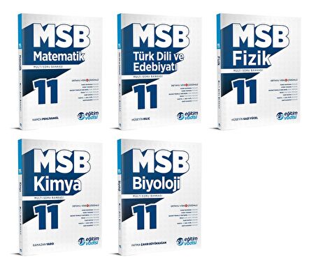 Eğitim Vadisi 2024 11. Sınıf Matematik + Edebiyat + Fizik + Kimya + Biyoloji Soru Seti 5 Kitap