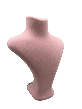 Yerli Üretim Londra Model Süet Kumaş Pembe Renk 28/ 22  Cm Kolye Sergileme Mankeni