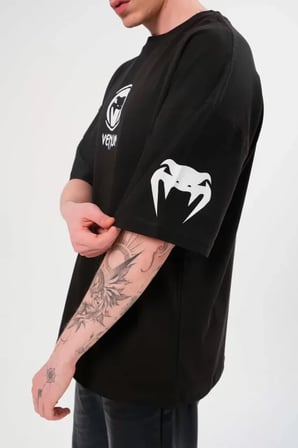 Mhkids Unisex Bisiklet Yaka Baskılı Oversize T-Shirt - Siyah