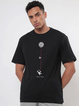 Mhkids Erkek Baskılı Oversize T-shirt - Siyah