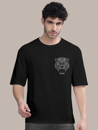Mhkids Erkek Baskılı Oversize T-shirt - Siyah
