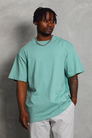 Mhkids Unisex Oversize Düz Bisiklet Yaka T-Shirt - Mint Yeşili