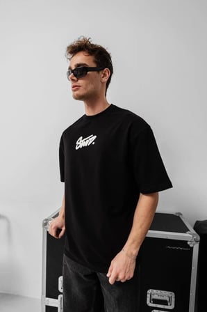 Mhkids Erkek Baskılı Oversize T-shirt - Siyah