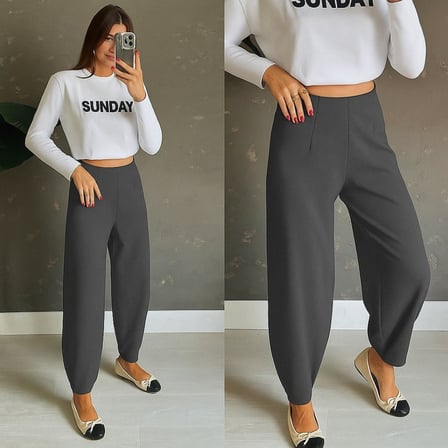 Mhkids Kadın Yüksek Bel Krep Pantolon
