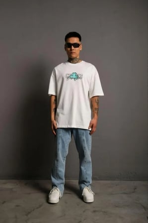 Mhkids Erkek Sırt Baskılı T-shirt - Beyaz