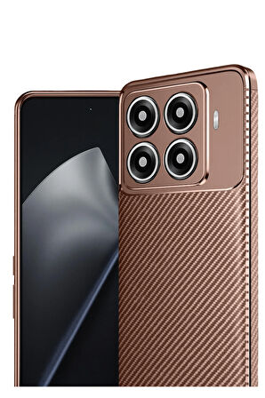 Xiaomi Uyumlu Mi 15T Pro Kılıf Karbon Görünümlü Silikon Azn-Negro