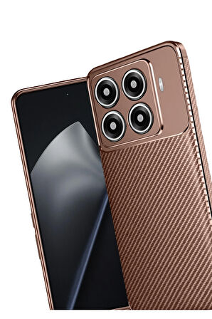 Xiaomi Uyumlu Mi 15T Pro Kılıf Karbon Görünümlü Silikon Azn-Negro