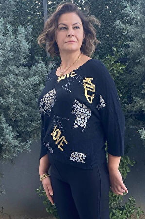 Kadın Siyah İtalyan Merserize Bluz