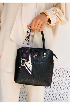Miami Polo Clup 5 Bölmeli Kadın Fular Aksesuarlı El ve Omuz Askılı Çanta