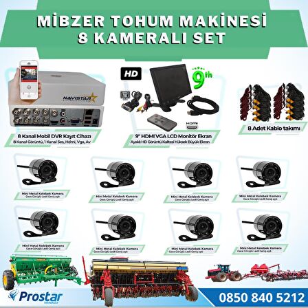 8 Kameralı Mibzer Havalı Tohum Makinesi 9 inç Hdmi Monitörlü Kamera Seti