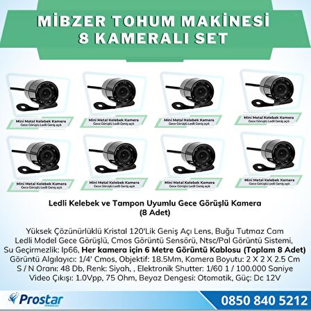 8 Kameralı Mibzer Havalı Tohum Makinesi 9 inç Hdmi Monitörlü Kamera Seti
