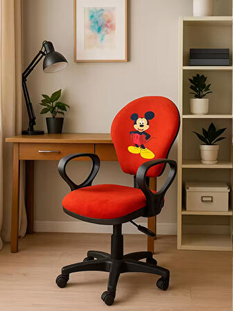 Mickey Mause Ofis Çalışma Koltuğu Döner Sandalye Çocuk Odası Ders Sandalyesi Yükseklik Ayarlı Koltuk