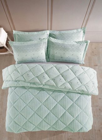 Bella Home Çift Kişilik Jakarlı Uyku Seti - Wellsoft Yorgan - 4 Parça - Pvc Orijinal Çantalı