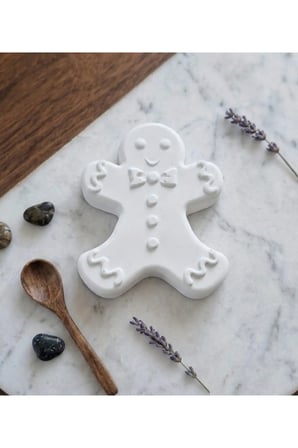 Kendin Boya Taş Tozu Zencefilli Kurabiye Adam / Gingerbread Man Bardak Altlığı ve Hobi Seti (6 Renk Boya + Fırça Hediyeli)