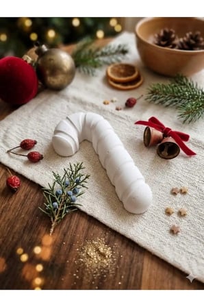 Kendin Boya Taş Tozu Baston Şeker / Candy Cane Yılbaşı Objesi ve Hobi Seti (6 Renk Boya + Fırça Hediyeli)