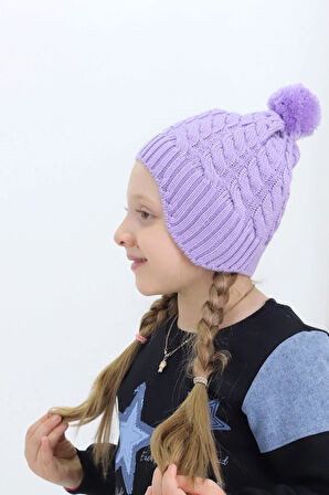 Minima Bebek Ponponlu Örgü Bere – Kulak Kapatmalı, Yumuşak ve Sıcak Tutucu Kışlık