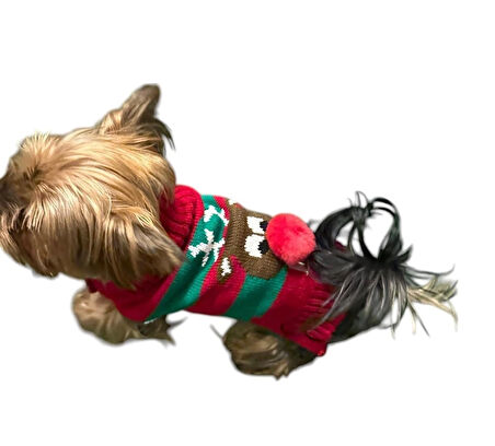 Miniş Kırmızı Xmas Deer Küçük Köpek Kazağı