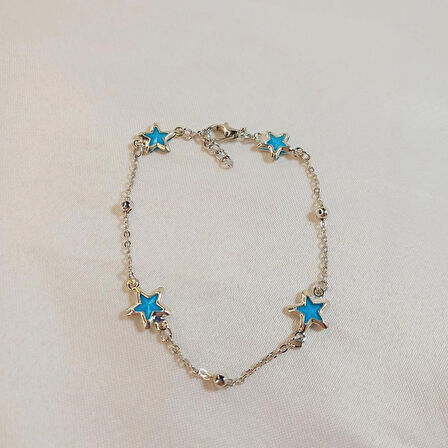 Crystal Atelier Gümüş Kaplama Yıldız Figürlü Bileklik, Y2K Fairycore Star Coquette Aesthetic Bileklik, Yıldız ve Gümüş Toplu Zincir Bileklik, Gümüş Kaplama Taşlı Deniz Yıldızı Kadın Bileklik, Mini Yıldız Bileklik