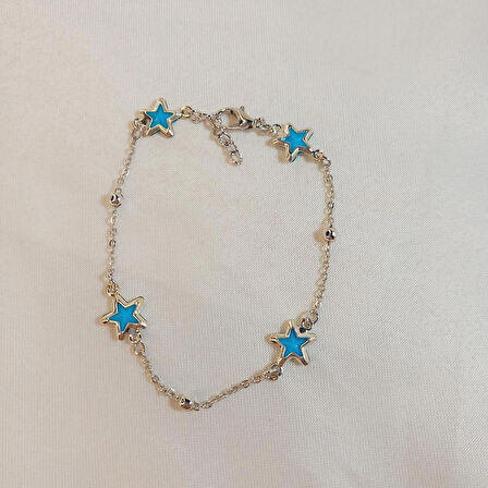Crystal Atelier Gümüş Kaplama Yıldız Figürlü Bileklik, Y2K Fairycore Star Coquette Aesthetic Bileklik, Yıldız ve Gümüş Toplu Zincir Bileklik, Gümüş Kaplama Taşlı Deniz Yıldızı Kadın Bileklik, Mini Yıldız Bileklik