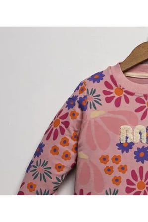 Çiçek Baskılı Kız Bebek 2'li Takım | 9 - 12 Ay