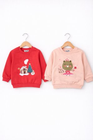 Kız Bebek Pamuklu Sweatshirt – Desenli Model | 6 Ay