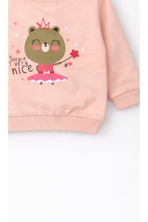 Kız Bebek Pamuklu Sweatshirt – Desenli Model | 6 Ay