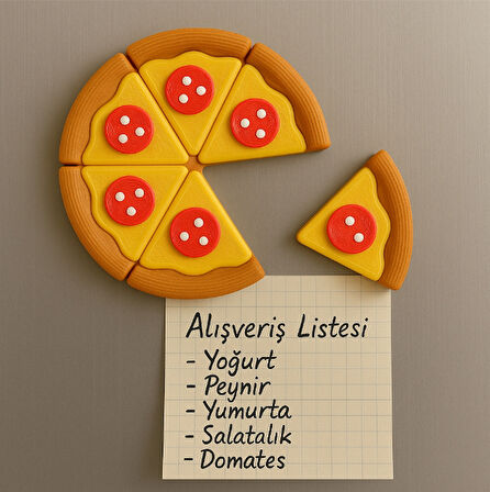 Pizza Dilimi Buzdolabı Magneti (6 Parça) – Not Tutucu