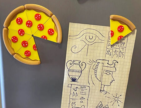 Pizza Dilimi Buzdolabı Magneti (6 Parça) – Not Tutucu