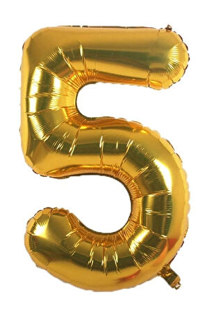 Folyo Balon 5 Rakamı Helyum Balon 90 Cm Gold Renk - 5 Yaş Balonu - 5 Yaş Balon -5 Rakam Balon