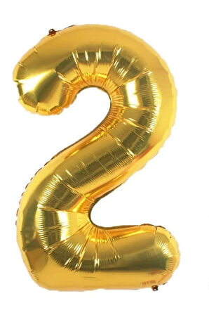 Folyo Balon 2 Rakamı Helyum Balon 90 Cm Gold Renk - 2 Yaş Balonu - 2 Yaş Balon -2 Rakam Balon
