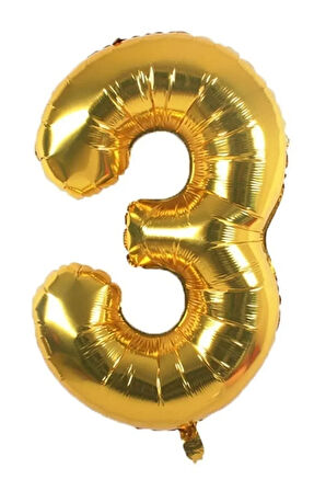Folyo Balon 3 Rakamı Helyum Balon 100 Cm Gold Renk - 3 Yaş Balonu - 3 Yaş Balon -3 Rakam Balon