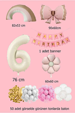 Lüks Doğum Günü Seti Pembe Fiyonklu Retro Konsept Balon Kutlama Eğlence