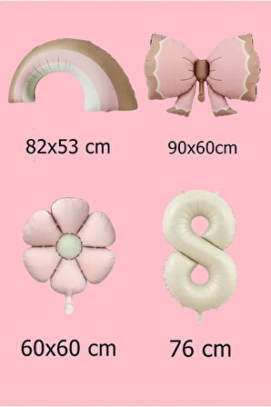 Lüks Doğum Günü Seti Pembe Fiyonklu Retro Konsept Balon Kutlama Eğlence