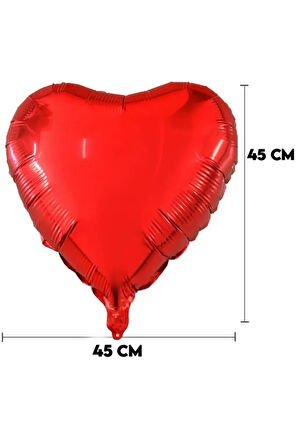 Folyo Kalpli Uçan Kalp Balon 5 Adet 45 Cm Kırmızı Romantik Evlilik Teklifi