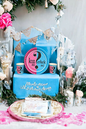 Cinsiyet Belirleme Partisi Karton Tabak Bardak Set Kız Mı Erkek Mi Parti Seti 8 Kişilik