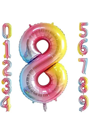 8 Yaş Renkli Folyo Balon 34 İnç (76-82 cm)