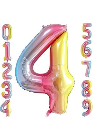 4 Yaş Renkli Folyo Balon 34 İnç (76-82 cm)
