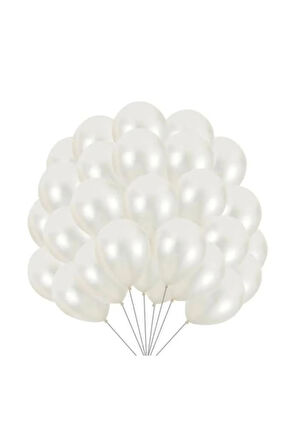 15 Adet Metalik Beyaz Balon - Doğum Günü Konsepti - Parti Malzemeleri - Bride To Be Malzemeleri