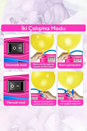 Çift Başlıklı Elektrikli Balon Şişirme Pompası