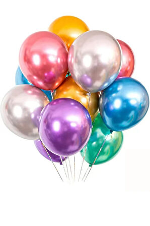 Balon Parlak Metalik Helyum Balon 20 Adet Karışık Renk