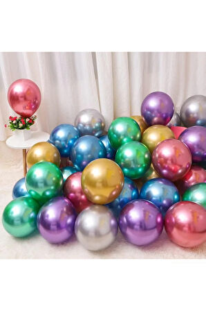 Balon Parlak Metalik Helyum Balon 20 Adet Karışık Renk
